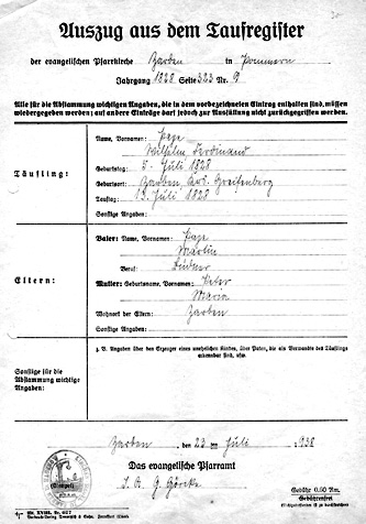 Auszug aus dem Taufregister Pape_1828